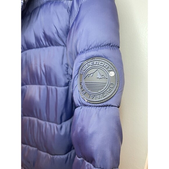 Superdry Navy Blue Women’s Full Length Padded Jacket Hooded Size US 6 - Picture 4 of 12